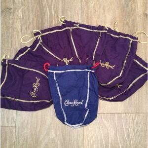 7 Crown Royal Bags 6 purple 1 blue
